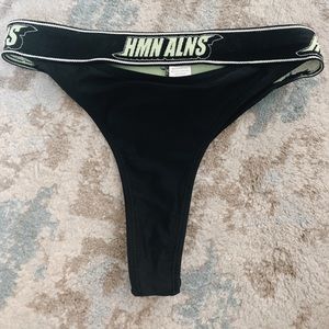*Human Aliens* neon green logo swim suit bottoms